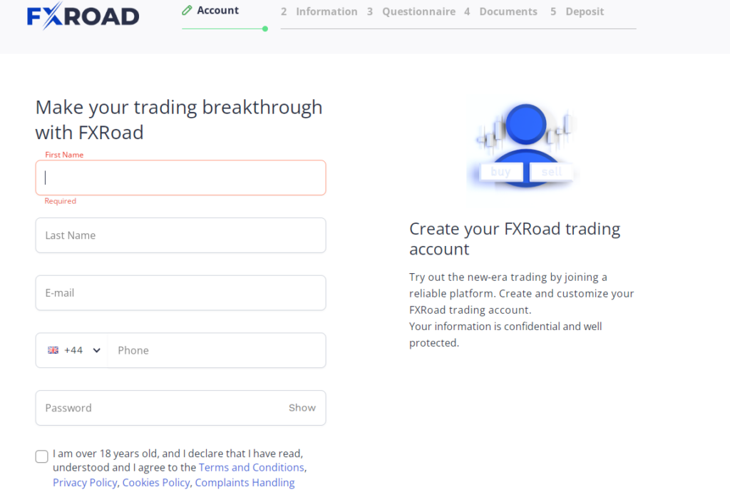 FXRoad-recensie 2025 2 Aanmelden voor FXRoad