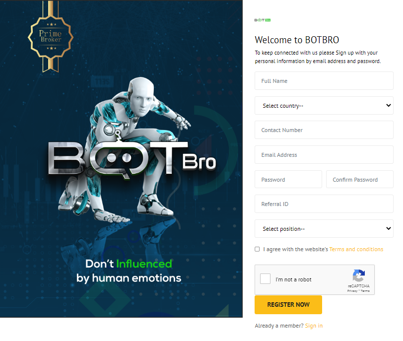 Botbro Review Forex Broker & Trading Markets, Legit or a Scam 4 How to Open an Botbro Account