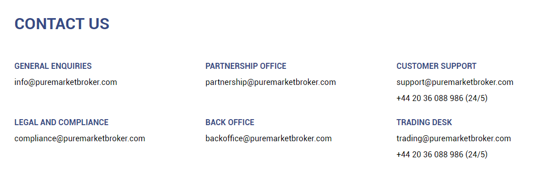 Pure Market Broker Review 4 Pure Market Broker Customer Support